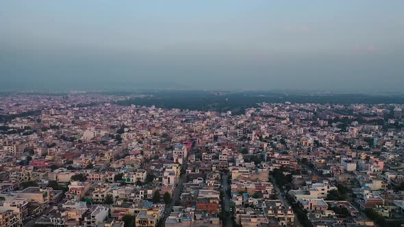 Aerial Drone View Of Jaipur Cityscape In Rajasthan State India