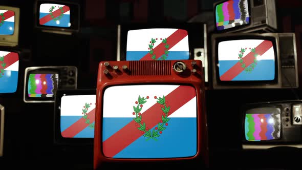 Flag of La Rioja Province, Argentina, and Retro TVs.