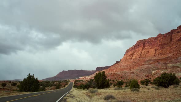 Cloudy Desert Road Time Lapse