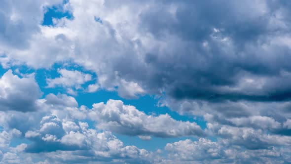 Timelapse of Cumulus Clouds Moving in the Blue Sky Cloud Space