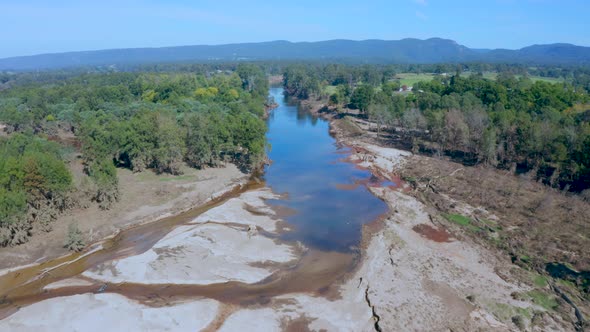 Drone aerial footage of the Grose River in Yarramundi Reserve in regional Australia