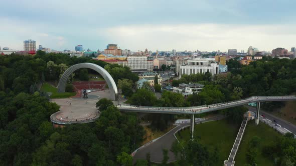 Panoramic View of Arch of Friendship of Peoples From the Sky