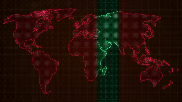 Red Color Digital Scanning Earth Animation