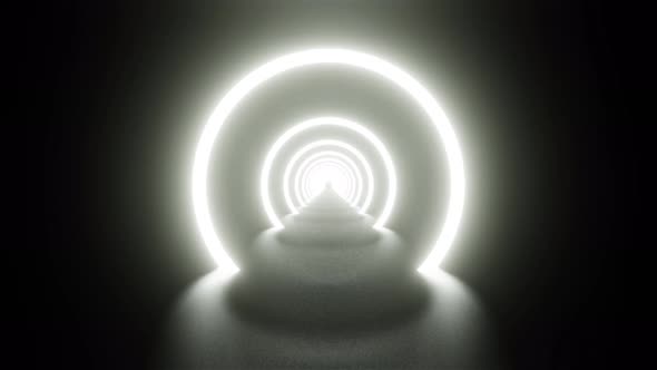 White Light Ring Tunnel Vj Loop Sci Fi Background 4K