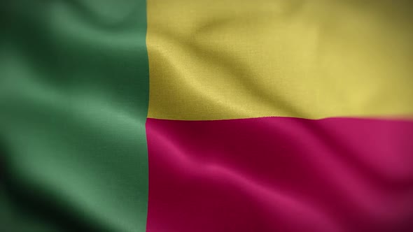 Benin Flag Textured Waving Front Background HD