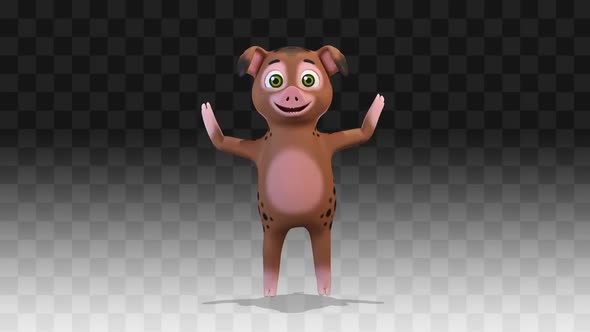 Brown Pig Wave Greeting