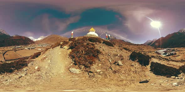 VR of Dingboche and Pheriche Village in Nepal, Basic Point of Everest Base Camp Track. EBC