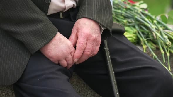 Senior Male Veteran with Cane Stick