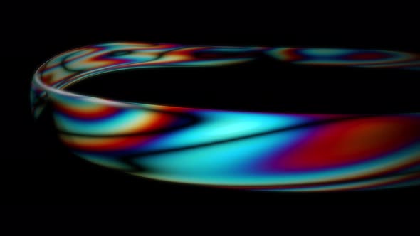 Abstract 3D Circle Light Effect As Abstract Looped Background with Light Trails Stream of Multicolor