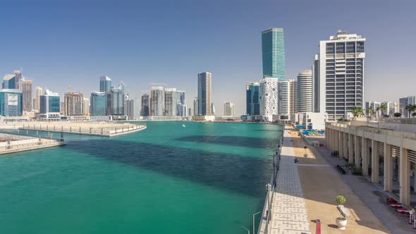 Panoramic Timelapse Hyperlapse View of Business Bay and Downtown Area of Dubai