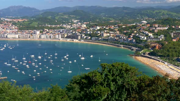 Panoramic Aerial View of San Sebastian Donostia , Basque Country, Spain