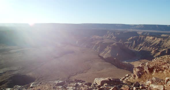 Beautiful view on the Fish River Canyon, amazing terrain with rocky hills