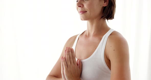 Woman relaxing with a movement of yoga