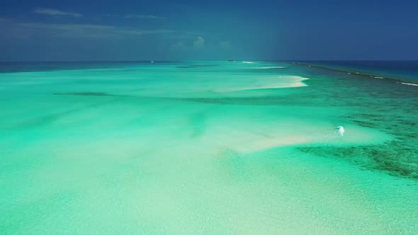 Aerial above tourism of paradise sea view beach lifestyle by turquoise sea and white sand background