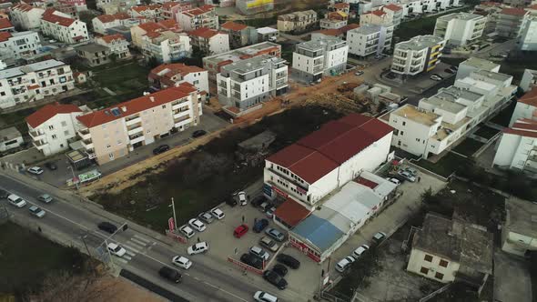 Aerial Orbit Shot Over Urban Buildings, Zagreb, Croatia