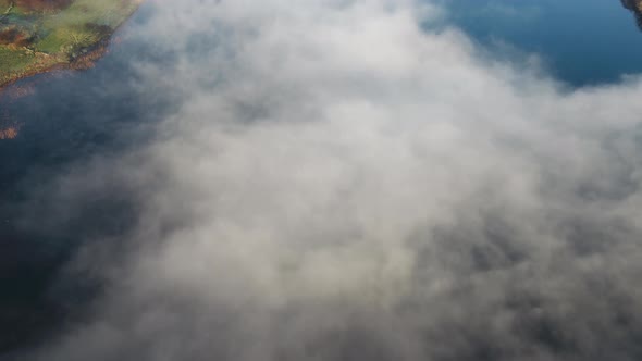 Aerial View of Lough Fad in the Morning Fog County Donegal Republic of Ireland