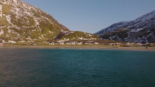 Coastal Fisherman Village In Grotfjord In Northern Norway, Aerial