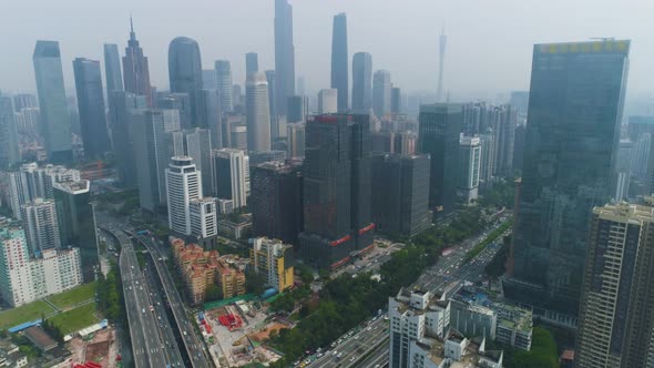 Guangzhou City at Cloudy Day. Guangdong, China. Aerial View