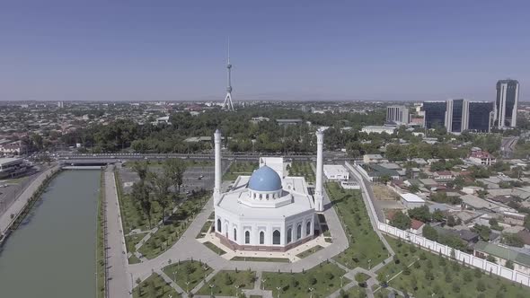 panorama of the mosque minor in tashkent