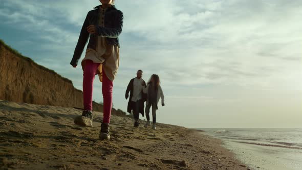 Family Loving Beach Holiday on Sea Nature Background