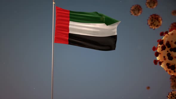 Uae Flag With Corona Virus Attack 4K alt