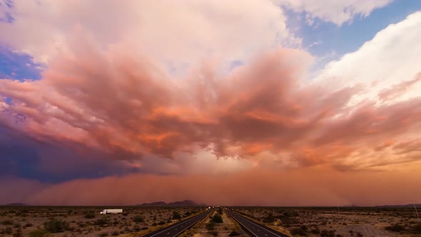 Sandstorm In The Desert And Sand , Red Sand, Above The Highway (4)