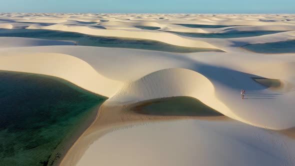 Sand dunes and rain water lagoons at northeast brazilian paradise