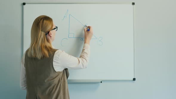 The Teacher Leads a Geometry Lesson for Younger Children. alt