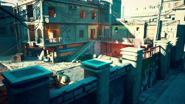 Garbage Dump with Ruined Buildings After Battle alt