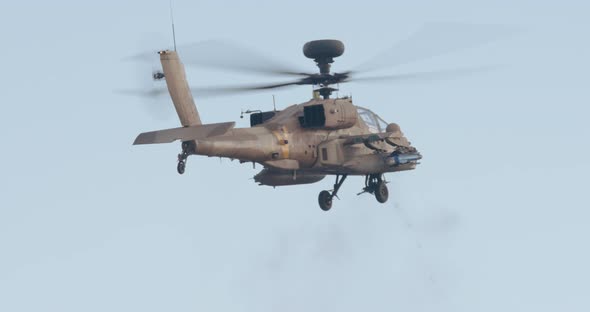 Military helicopter in combat flight