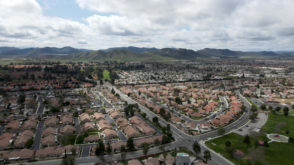 Aerial View of Hemet City in the San Jacinto Valley in Riverside County California