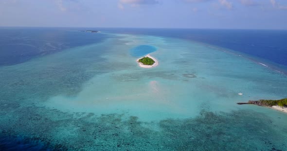 Wide birds eye abstract shot of a white paradise beach and aqua turquoise water background in vibran