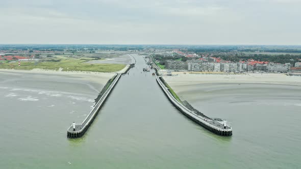 Nieuwpoort Harbour Aerial Timelapse