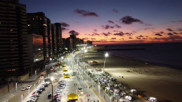 Sunset at downtown Fortaleza state Ceara Brazil. Travel destination.