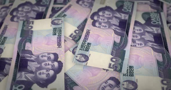 North Korea Won growing pile of money seamless loop