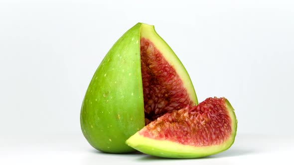 Fig rotating close-up on white background