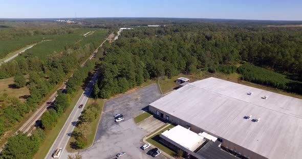 Aerial of manufacturing warehouse