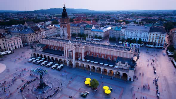 Krakow Town Square The main square of the Old Town of Kraków Poland main market square timelapse peo