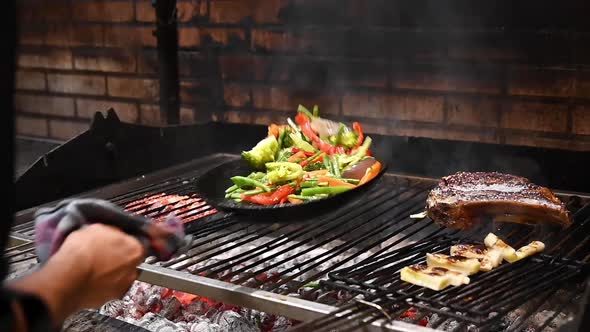 Chef Preparing a Tasty Dish of Vegetables Sauteed