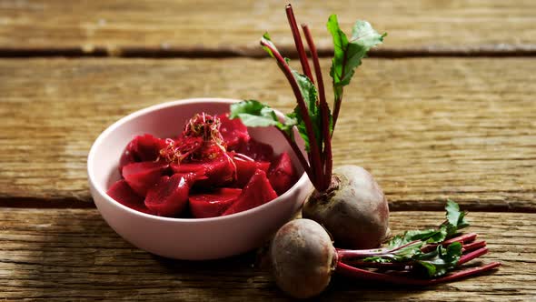 Raw beetroot on table