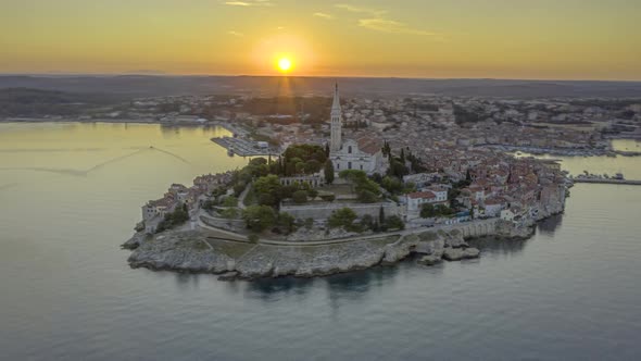 Timelapse movie of the historical Croatian city Rovinj during sunrise