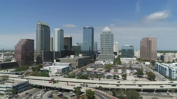 Aerial view of skyscrapers and towers of Tampa alt
