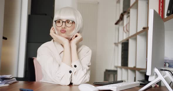 Bored Sad Young Lady Worker Tired Unmotivated and Disinterested in Full Work