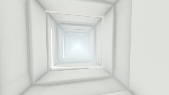 Long Futuristic White Corridor With Walls And Bright Light 1