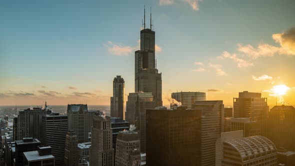 Chicago Cityscape - Sunset Time Lapse