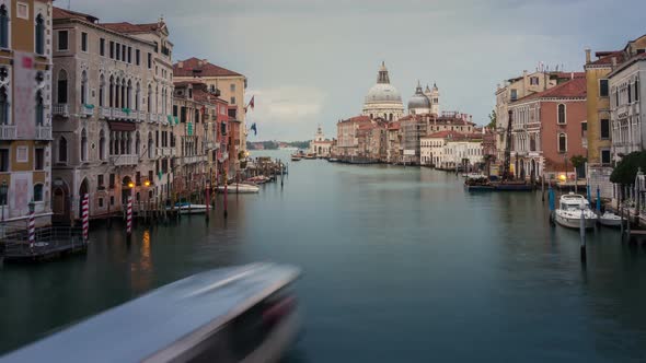 Time Lapse of Venice Grand Canal Skyline in Italy