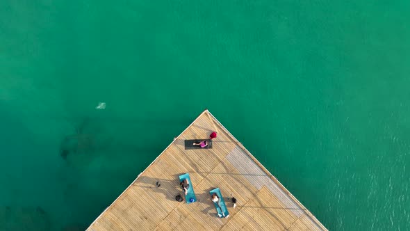 Yoga by the sea aerial view Turkey Alanya 4 K