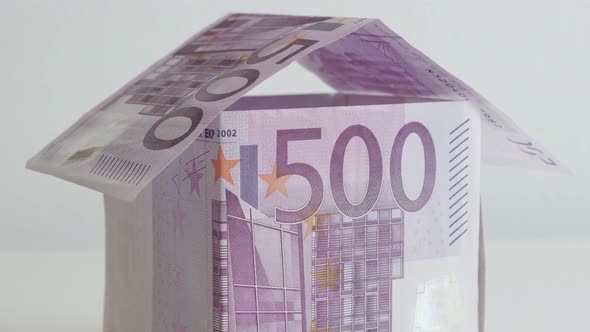 European Union paper money made house 4K 21650p 30fps UltraHD tilting footage - Slow tilt on real es