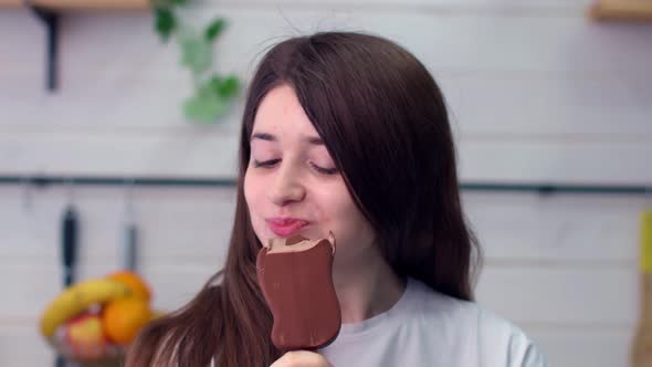 Sweet Girl Eating Ice Cream