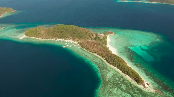 Torpical Island White Sandy Beach Top View